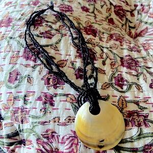 Black seed bead & shell necklace